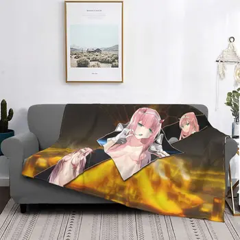 Numylėtinis Franxx Nulis Dvi megztos antklodės Anime Mirties bučinys Vilna Mesti antklodę Miegamojo sofa Nešiojamos minkštos lovatiesės