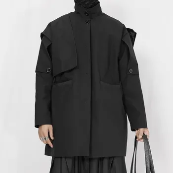 Original new vyriška tamsi striukė laisva vidutinio ilgio striukė 2023 m. pavasaris ir ruduo Individualaus dydžio vyriškas paltas