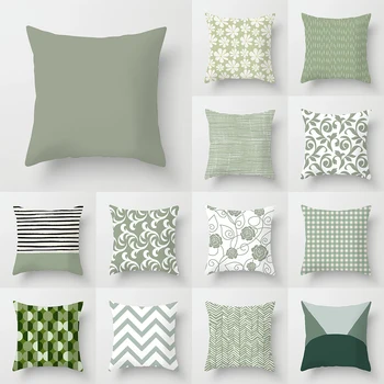 Paprastas ir šviežias žalias meno spausdinimo raštas Pagalvėlės užvalkalas namų svetainei Sofos dekoravimas Mesti pagalvę