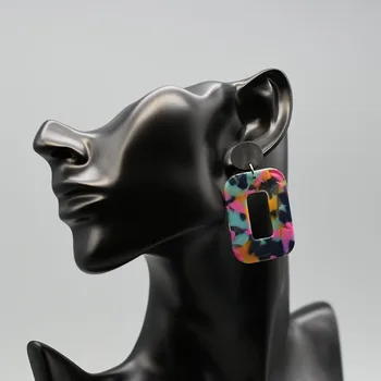 Paprasto dizaino akrilo dervos lašo auskarai moterims Minimalistinis geometrinis leopardo pakabos auskaras 2020 papuošalų dovana
