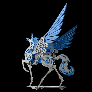 Pasidaryk pats vienaragis sparnuotas arklys 3D metalo dėlionė Nerūdijančio plieno mechaninė fėjų žvėrių serija Surinkimo žaislų 3D modelių rinkiniai suaugusiems