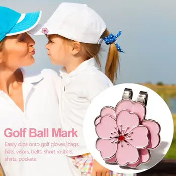 Patvarios golfo treniruočių priemonės Sportinis magnetinis golfo kamuoliukas Žymeklis Persiko žiedo raštas Golfo kepurės spaustukas Golfo kepurės spaustukas