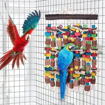 Paukščiai Papūga Kramtomasis žaislas Spalvingas Kabantis medinis kukurūzų košės įkandimas Žaislas Paukščių priedai Paukščių reikmenys