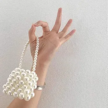 Perlų rankinė moterims Prabangus dizaineris Mini kryžminis pečių krepšys Rankinė Moterys Mažytis lūpų dažų maišelis Moneta Piniginė Kosmetikos krepšys