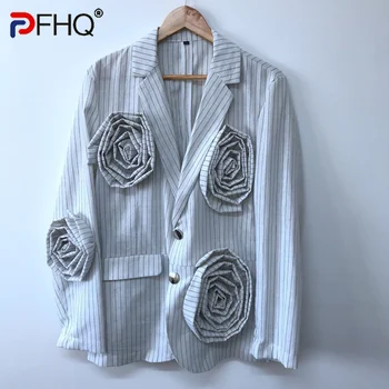 PFHQ Trimatis gėlių dizaino kostiumo paltas Aukštos kokybės gatvės vyriškos rudens striukės Asmenybė 2023 Madingi švarkai 21F1872