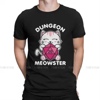 Pinkys Cat Round Collar TShirt DnD Žaidimo audinys Originalūs marškinėliai Vyriški drabužiai Individualumas Didelis išpardavimas
