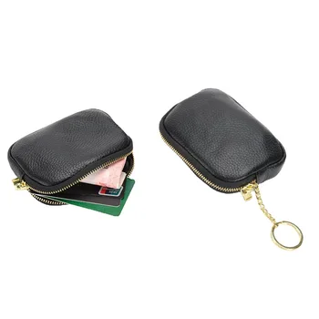 Pirmojo sluoksnio karvės kailio piniginė raktų pakabukas odinis užtrauktukas Maža piniginė monetų krepšys Creative Mini moteriškas laikymo krepšys