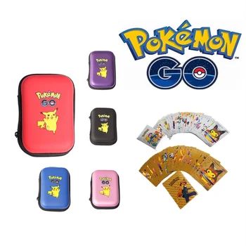 Pokemon Cards Metal Gold Sliver Spanish Album Box Trading Storage Bag VMAX MEGA EX Collection Hold Game Card Shining Kids Toys