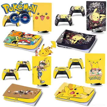 Pokemon Pikachu Vinilo odos lipdukas, skirtas PS5 disko leidimo konsolei ir 2 valdikliams Lipduko dangtelio žaidimų priedai PS5 optinis diskas
