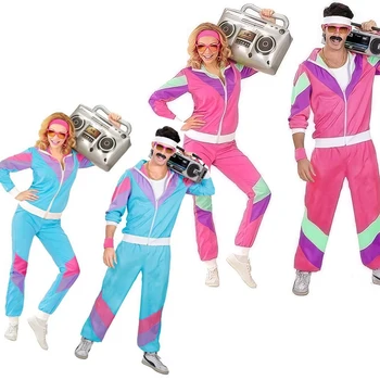 Poros Retro hipių kostiumai Vyrai Moterys Karnavalas Helovino vakarėlis 70s 80s Roko hiphopo diskotekos drabužių kostiumas Cosplay apranga