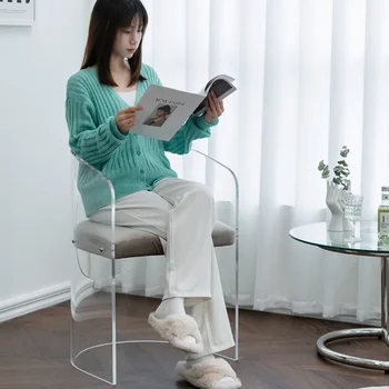 Prabangi akrilinė svetainė Valgomojo kėdė Mobilūs namų baldai Skaidrūs su atlošu Fotelis Miegamojo makiažo kėdės