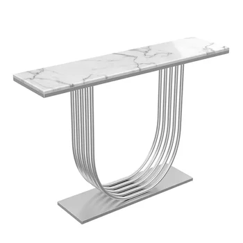 Prabangus šiaurietiško marmuro konsolės stalas Minimalistinis Itin siauras sofos konsolės stalas Įėjimo salės įėjimo spintelė Svetainės stalas