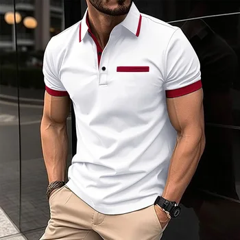 Prekės ženklas 2023 Vasaros spausdinimas Polo marškinėliai Vyrų verslas Laisvalaikio mada Solidus kvėpuojantis darbas Marškinėliai trumpomis rankovėmis Camisas De Hombre