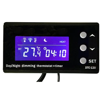 Pritemdytas dienos nakties akvariumo roplių termostatas ir laikmatis (DTC-120)