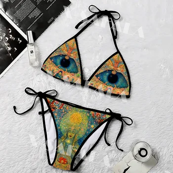 Psichodelinis menas Trippy Patterns 3D Print for Women Female Micro Bikini Set Summer Beach Wear Sexy Beach maudymosi kostiumai