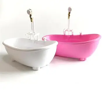 Purškiamas vanduo Vaikų maudymosi žaislai Mini vonios kambarys 1:6 Mastelio miniatiūros Elektrinė vonia Plastikinė vonia Lėlių priedai