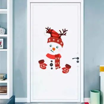 PVC Kalėdų sniego senio lipdukai Graffiti Animacinis filmas Sniego senio durų lipdukas 