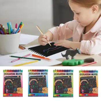 Rainbow Scratch Mini meno užrašai 10vnt Papuoškite animacinį filmą Vaikiškas popierius 