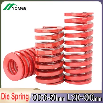 Red Die Form Springs Spiralinis štampavimo suspaudimo spyruoklė Vidutinės apkrovos legiruotasis plienas Išorinis skersmuo 6-50mm Ilgis 20-300mm
