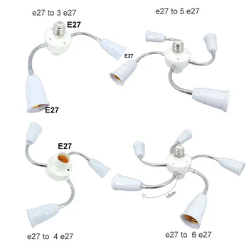 Reguliuojamas nuo 1 E27 iki 3 4 5 6 Būdas E27 lemputė Pagrindo laikiklis Lizdo skirstytuvas Gooseneck LED keitiklio prailginimo žarnos maitinimo adapteris