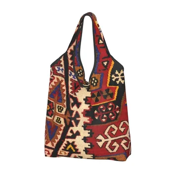 Retro Boho Turkų Kilim Navaho Pynimas Austi tekstilės pirkinių krepšiai Tote krepšys Persų genčių etninis menas Bakalėjos pirkėjų krepšiai