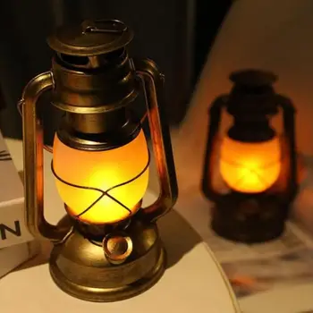 Retro LED lauko kempingas Žibalinė lempa Nešiojamas žibintas Alyvos lempos stilius Vintažiniai nuotraukų rekvizitai Lauko kempingo žibintai Naktinė šviesa