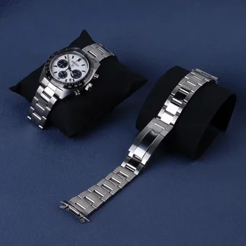 Rolamy 20mm WatchBand dirželis OysterStyle 316L nerūdijančio plieno užsegimo sidabrinė apyrankė, skirta Seiko Panda SSC813-819/SBDL085