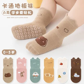 Ruduo ir žiema Nauja korėjietiška grindų kojinių versija Grindų batai Vaikiškos kojinės Baby Toddler Vaikiškas animacinis filmas Neslidžios kojinės