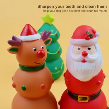 Ryškiaspalvis naminių gyvūnėlių žaislas Kalėdiniai naminių gyvūnėlių žaislai Įkandimui atsparūs guminiai žaislai su įmontuotu girgždesiu šunims Dantų valymas šlifavimui