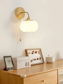 rąstinis medvilninis sieninis šviestuvas kreminio stiliaus jaukus miegamojo naktinis šviestuvas Modernus minimalistinis svetainės koridoriaus apšvietimas