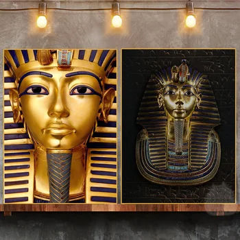 Senovės Egipto faraonas Tutanchamonas Plakatas HD Spausdinti Sienų meno personažas Freskos paveikslėliai ant drobės Svetainė Namų dekoro tapyba
