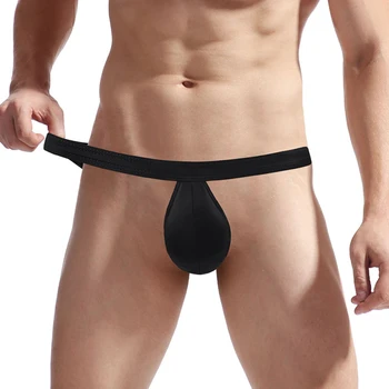Sexy Mens Breathable Lingerie Enhance Pouch Thongs Breathable Low Rise Bikini Ice Silk G-Strings Apatiniai drabužiai Vyriškos T-Back kelnaitės