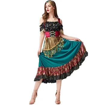Sferiniai Helovino flamenko kostiumai Seksualūs suaugusiųjų čigonų šokių suknelė Purimo karnavalas Puošnus kostiumas Moterys Scenos Cosplay apranga