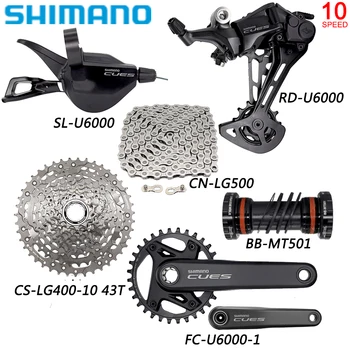 SHIMANO CUES U6000 1X10 Speed Groupset skirtas MTB dviračių pavarų perjungikliams FC-U6000-1 Alkūninis rinkinys BB-M501 apatinis rinkinys Originalios dviračių dalys