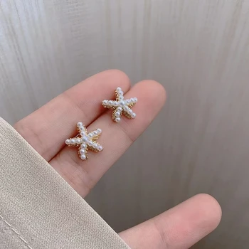silver needle mini pearl starfish auskarai 2023 nauji madingi maži ir išskirtiniai paprasti grynieji raudoni auskarai moterims