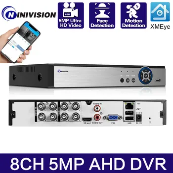 Six in One CCTV Mini IP kamera DVR TVI CVI AHD CVBS skaitmeninis įrašymo įrenginys palaiko 8CH 5MP AHD fotoaparato apsaugos standųjį diską