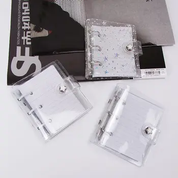 Skaidrus PVC 3 skylės Laisvas lapų segtuvas Sąsiuvinio dangtelis Mini kūrybos planuotojas su užpakaline kišene Dienoraščio raštinės reikmenys