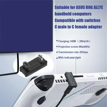 skirta ASUS ROG Ally USB C vyriško ir moteriško adapterio jungties formos USB plėtinio U laipsnio adapterio planšetinio kompiuterio C Z5N2 tipo keitikliui