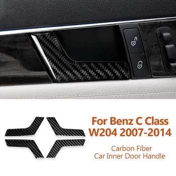 skirta Mercedes Benz C klasei W204 2007-2014 Car anglies pluošto vidinių durų rankena Dekoratyvinis lipdukas Automatinis stilius Interjero aksesuarai