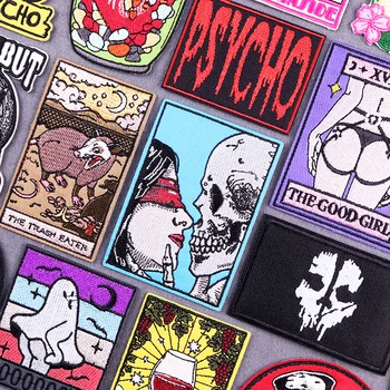 Skull Punk siuvinėjimo pleistras Lygintuvas ant pleistrų drabužiams Hip Hop Animal Call Of Duty Patch For Clothes Stripe Badges Lipdukai