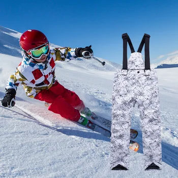 Snow Pants Kids Neperšlampamos šiltos slidinėjimo kelnės su reguliuojamomis petnešomis Vėjo nepraleidžiančios slidinėjimo kelnės berniukams / mergaitėms