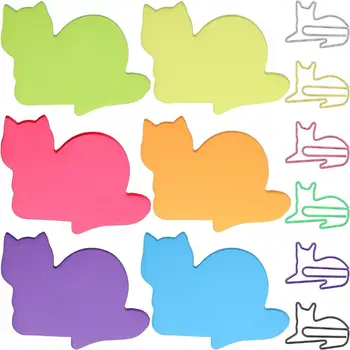 Spalvinga katė Lipnūs lapeliai Sąvaržėlių rinkinys Kūrybiškas nešiojamas N Times lipdukai Siluetas Katės atmintinė Bloknotas