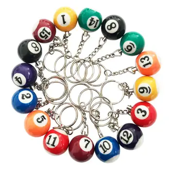 Spalvingas biliardo kamuoliuko raktų pakabuko komplektas 16 vnt mini Magic Key Chain Balls Eightball Billar Biliardo grandinėlės Priedai