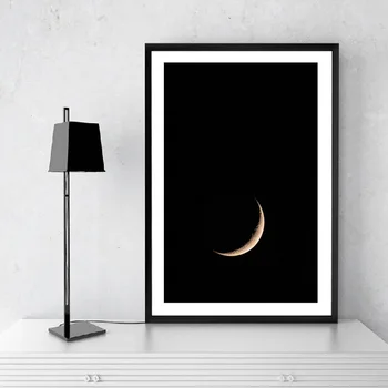 Starry Canvas Prints Night View Scene Poster and Print Landscape Picture Minimalistinė nespalvota Mėnulio sienų tapyba