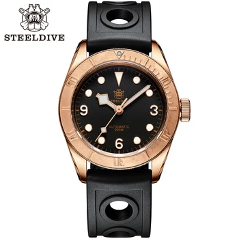 STEELDIVE SD1958S Vyriškas bronzinis laikrodis 41mm Black Dial Sapphire Crystal 200M vandeniui atsparus NH35 automatinis judesio nardymo rankinis laikrodis