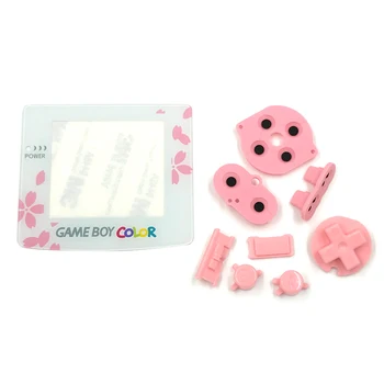 stiklinis vyšnių žiedų ekrano objektyvas Gameboy Spalvotas GBC mygtukas su guminėmis pagalvėlėmis rožinis