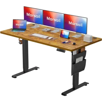 Stovimas stalas Reguliuojamas aukštis 63 colių elektrinis stalas su laikymo krepšiu Darbo biuro reikmenys Žaidimų stalas nešiojamojo kompiuterio lovai