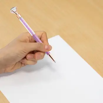 Subtilus rašymo rašiklis Patogus rankenos tušinukas Pusiau skaidrus Bling Kalnų krištolas Plastikinis rašymo rašiklis Sklandus rašymas