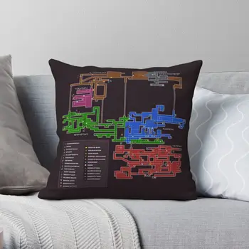 Super Metroid žaidimo žemėlapis Kvadratinis pagalvės užvalkalas Poliesteris Lininis aksomas Creative Zip dekoratyvinis pagalvės užvalkalas Kambario pagalvėlės užvalkalas