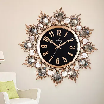 Svetainė Nutildyti kūrybinį sieninį laikrodį Europietiškas aukščiausios klasės juodas drugelio apvalkalas Perlo apvalkalas Prabangus rožinio aukso dekoratyvinis laikrodis
